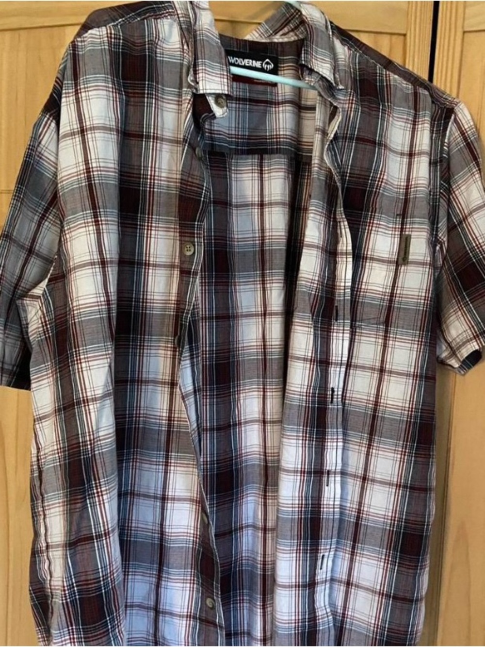 Wolverine Short-Sleeve Plaid Button-Down Shirt - White & Red
